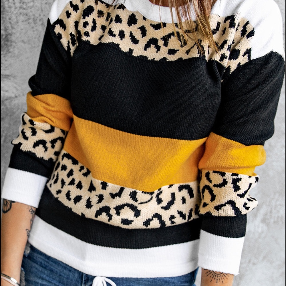 Leopard Print Knit Sweater